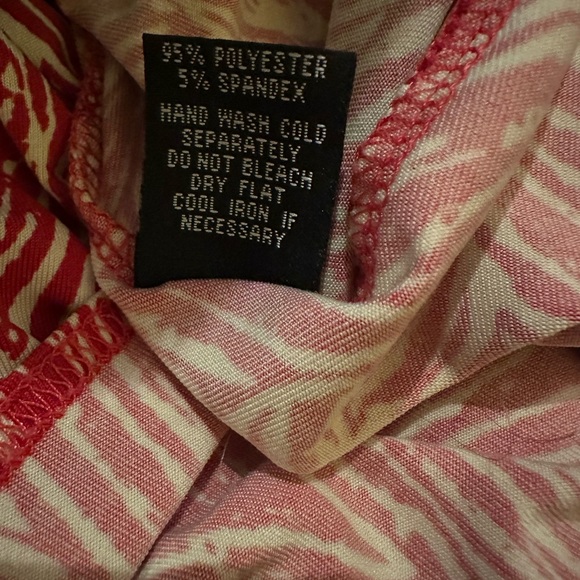 Lapis Red & Cream Print Wrap Dress M FREE SHIP - Picture 5 of 5